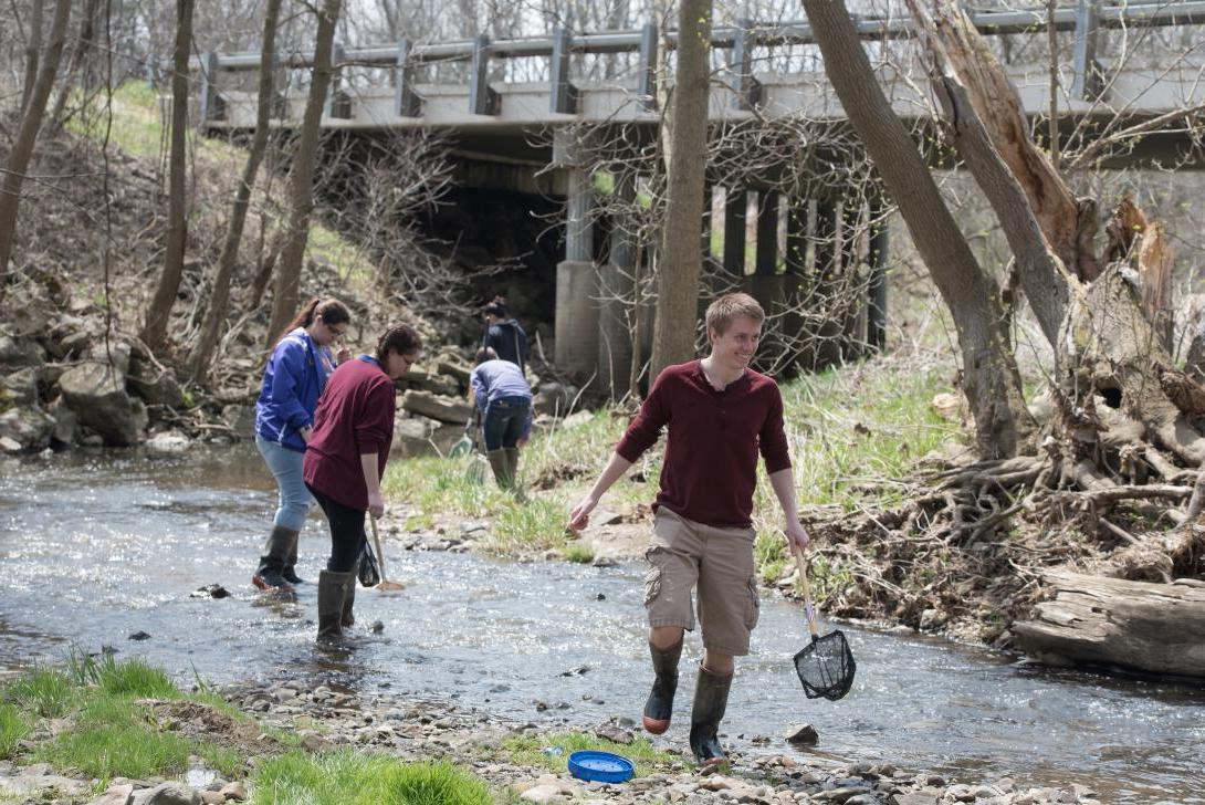 Students in stream at Canfield Preserve